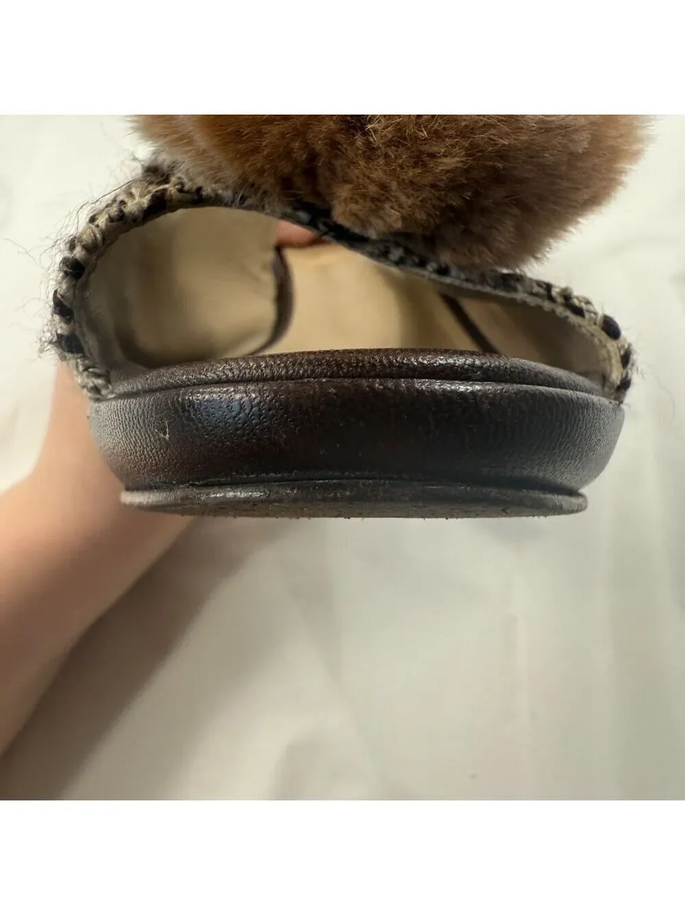 Via Condotti tweed heels with pom poms size 8